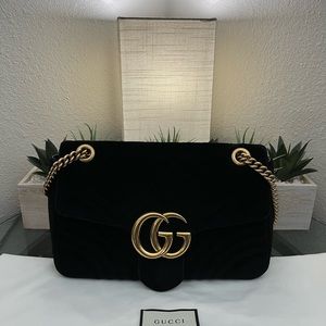 Gucci velvet medium marmont crossbody shoulder bag